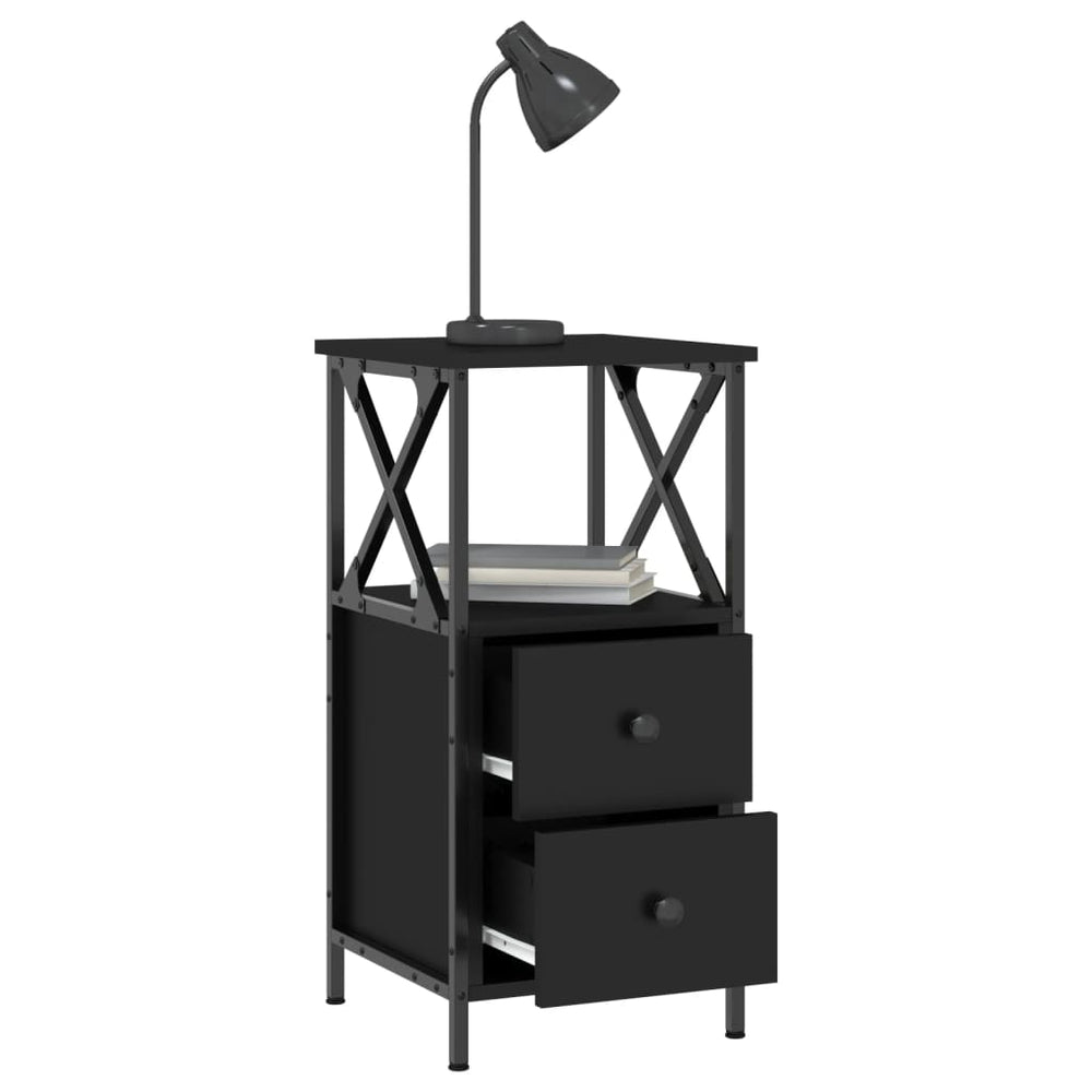 Nachtkastjes 2 st 34x35,5x70 cm bewerkt hout zwart MeubelReus