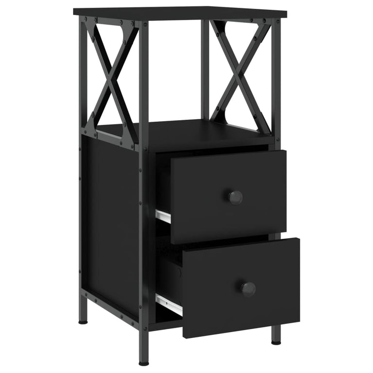 Nachtkastjes 2 st 34x35,5x70 cm bewerkt hout zwart MeubelReus