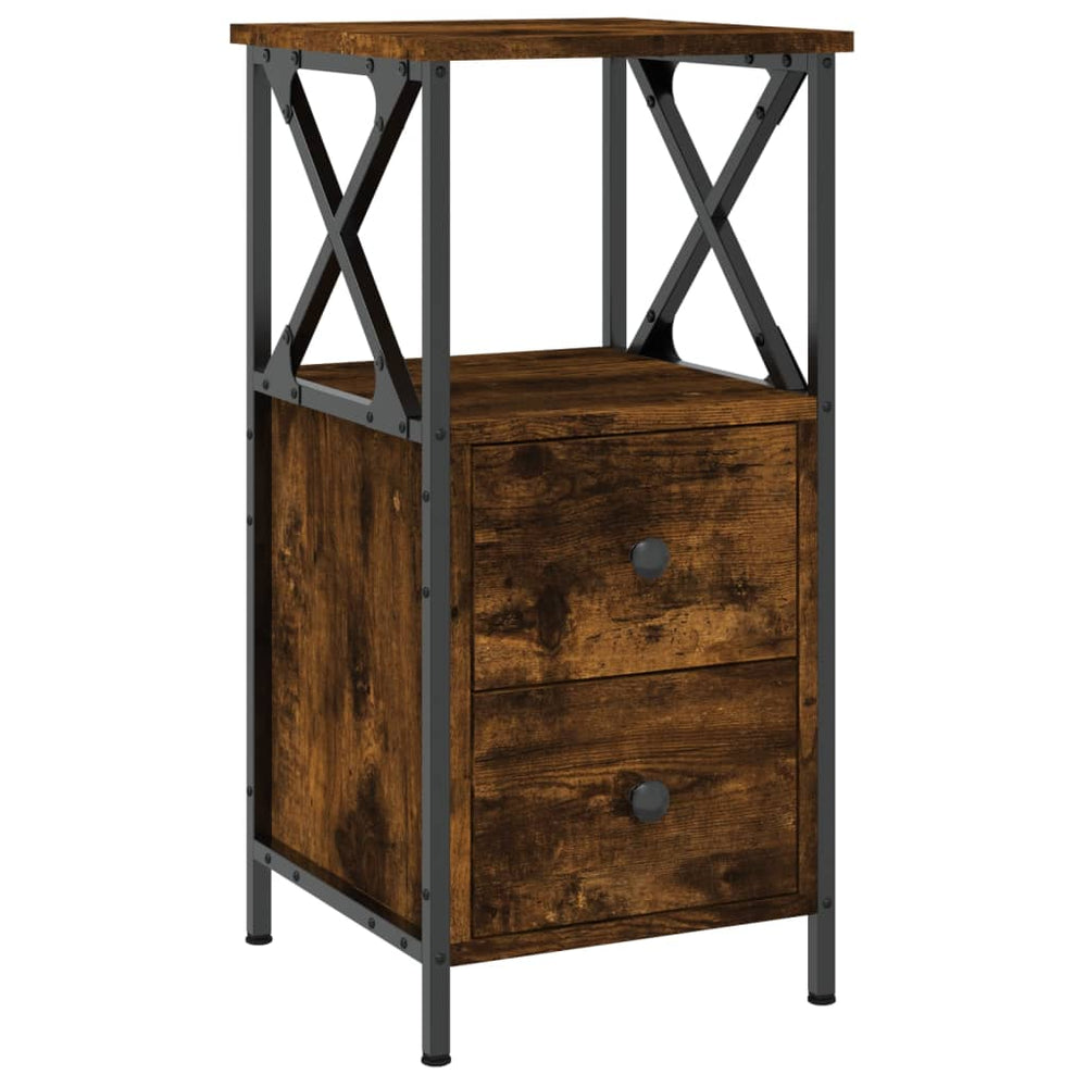 Nachtkastje 34x35,5x70 cm bewerkt hout gerookt eikenkleurig MeubelReus