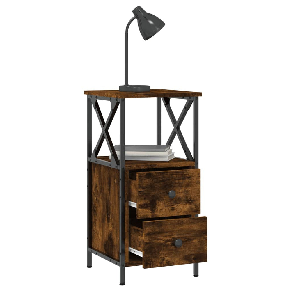 Nachtkastje 34x35,5x70 cm bewerkt hout gerookt eikenkleurig MeubelReus