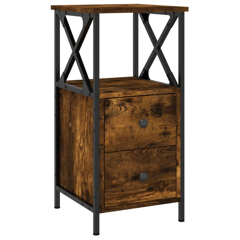 Nachtkastjes 2 st 34x35,5x70 cm bewerkt hout gerookt eikenkleur MeubelReus