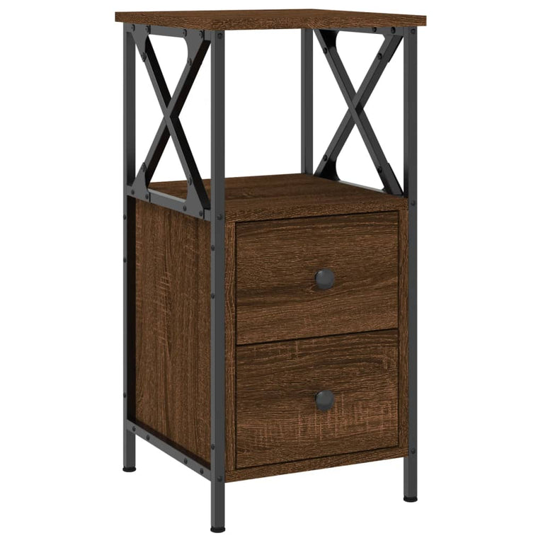 Nachtkastje 34x35,5x70 cm bewerkt hout bruin eikenkleur MeubelReus