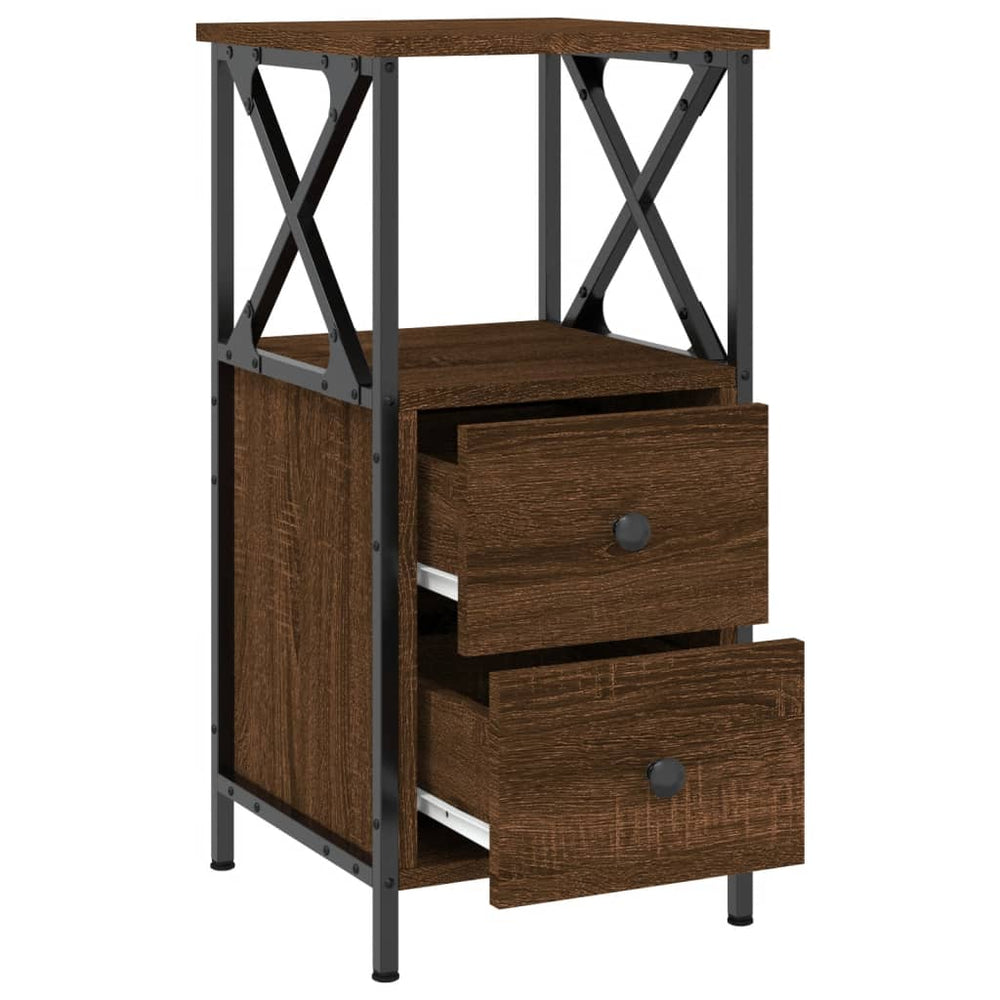 Nachtkastje 34x35,5x70 cm bewerkt hout bruin eikenkleur MeubelReus