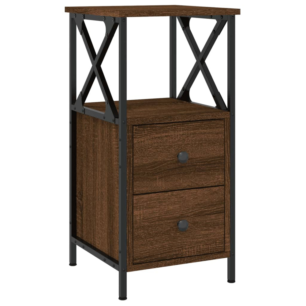 Nachtkastjes 2 st 34x35,5x70 cm bewerkt hout bruin eikenkleur MeubelReus