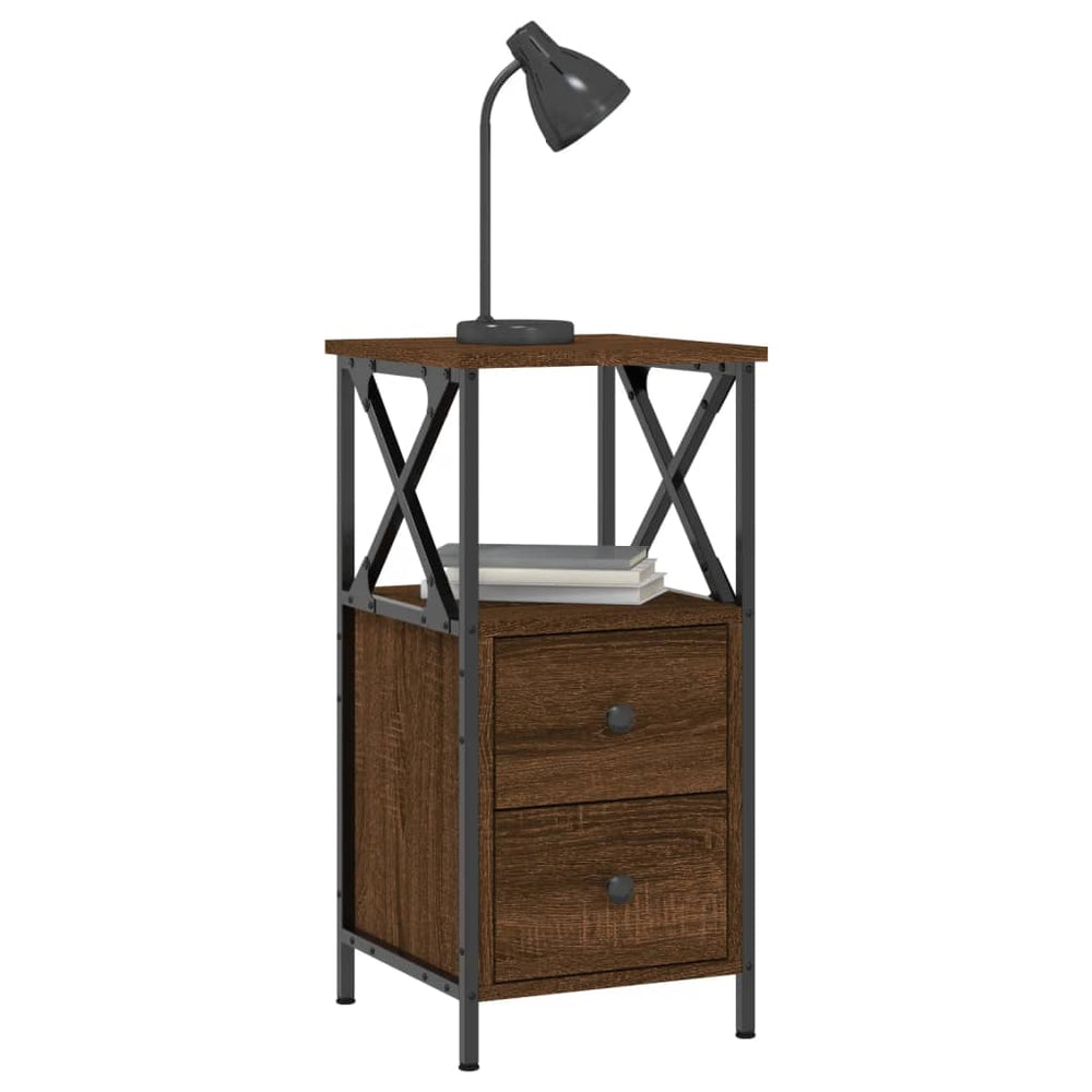 Nachtkastjes 2 st 34x35,5x70 cm bewerkt hout bruin eikenkleur MeubelReus