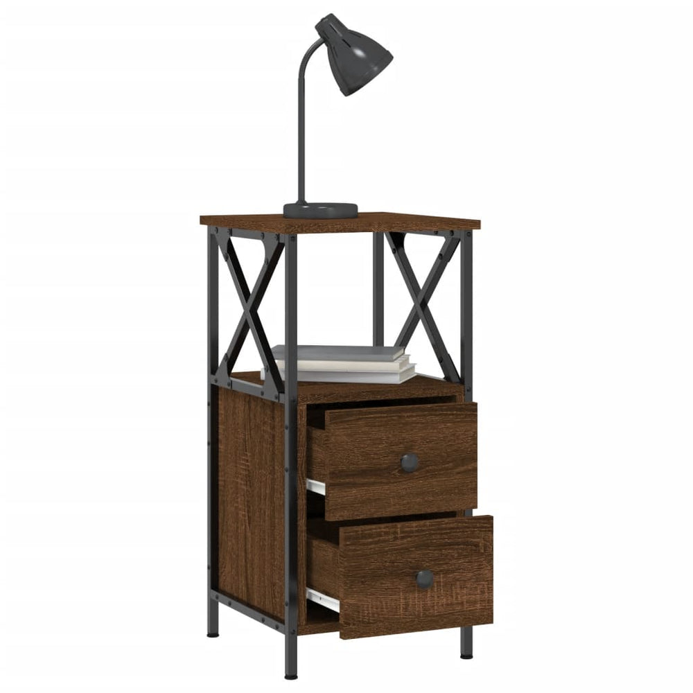 Nachtkastjes 2 st 34x35,5x70 cm bewerkt hout bruin eikenkleur MeubelReus