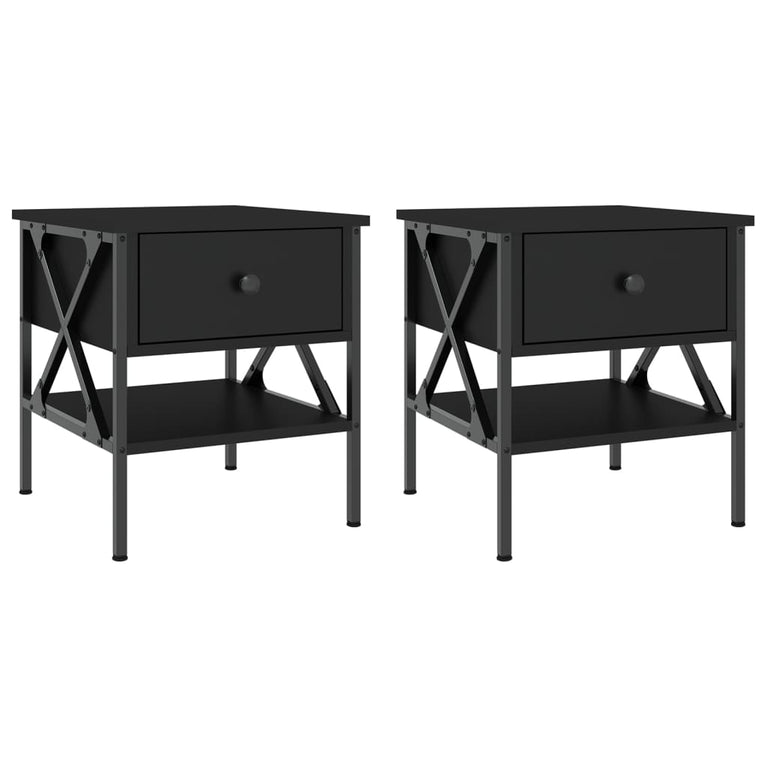 Nachtkastjes 2 st 40x42x45 cm bewerkt hout zwart MeubelReus