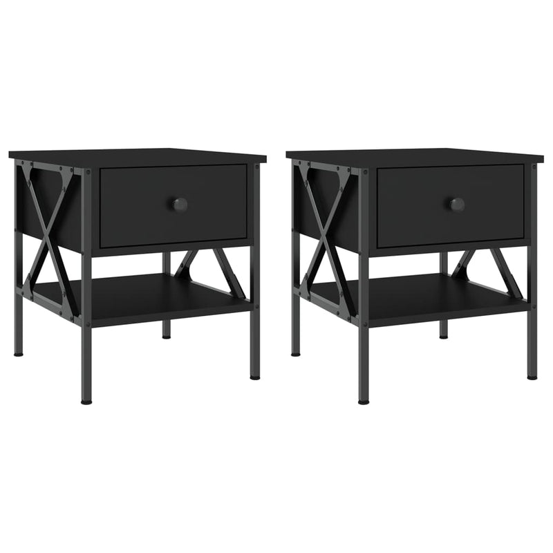 Nachtkastjes 2 st 40x42x45 cm bewerkt hout zwart MeubelReus