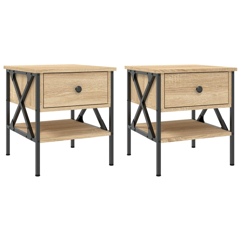 Nachtkastjes 2 st 40x42x45 cm bewerkt hout sonoma eikenkleurig MeubelReus