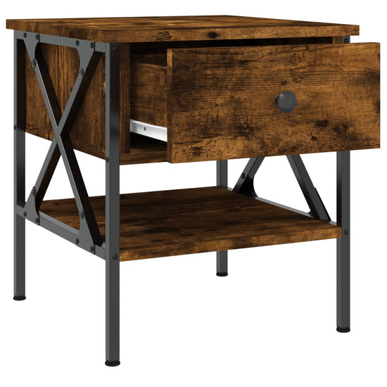 Nachtkastje 40x42x45 cm bewerkt hout gerookt eikenkleurig MeubelReus