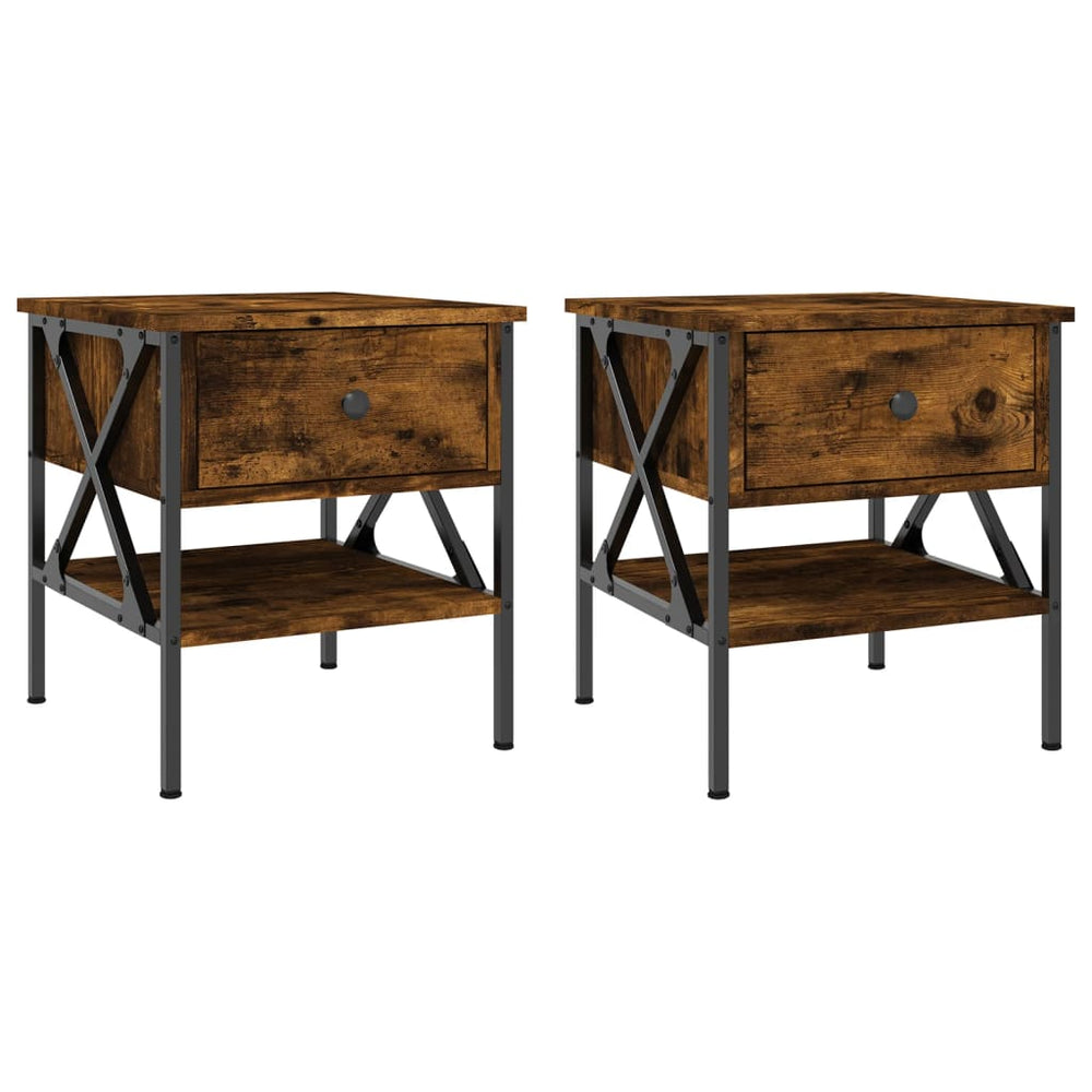 Nachtkastjes 2 st 40x42x45 cm bewerkt hout gerookt eikenkleurig MeubelReus