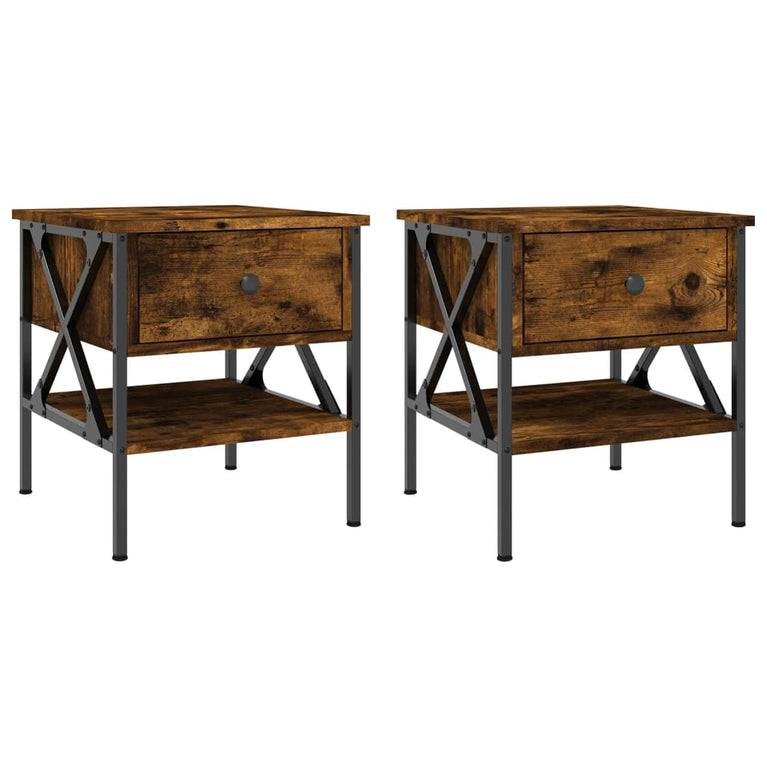 Nachtkastjes 2 st 40x42x45 cm bewerkt hout gerookt eikenkleurig MeubelReus