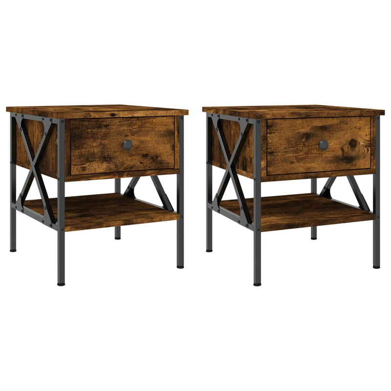 Nachtkastjes 2 st 40x42x45 cm bewerkt hout gerookt eikenkleurig MeubelReus