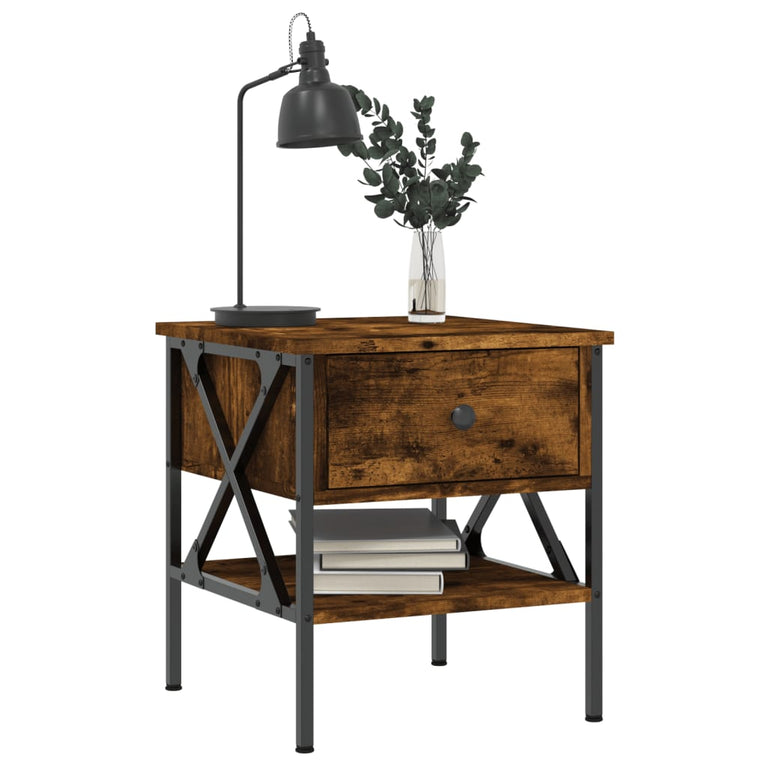 Nachtkastjes 2 st 40x42x45 cm bewerkt hout gerookt eikenkleurig MeubelReus