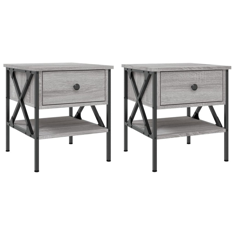 Nachtkastjes 2 st 40x42x45 cm bewerkt hout grijs sonoma eiken MeubelReus