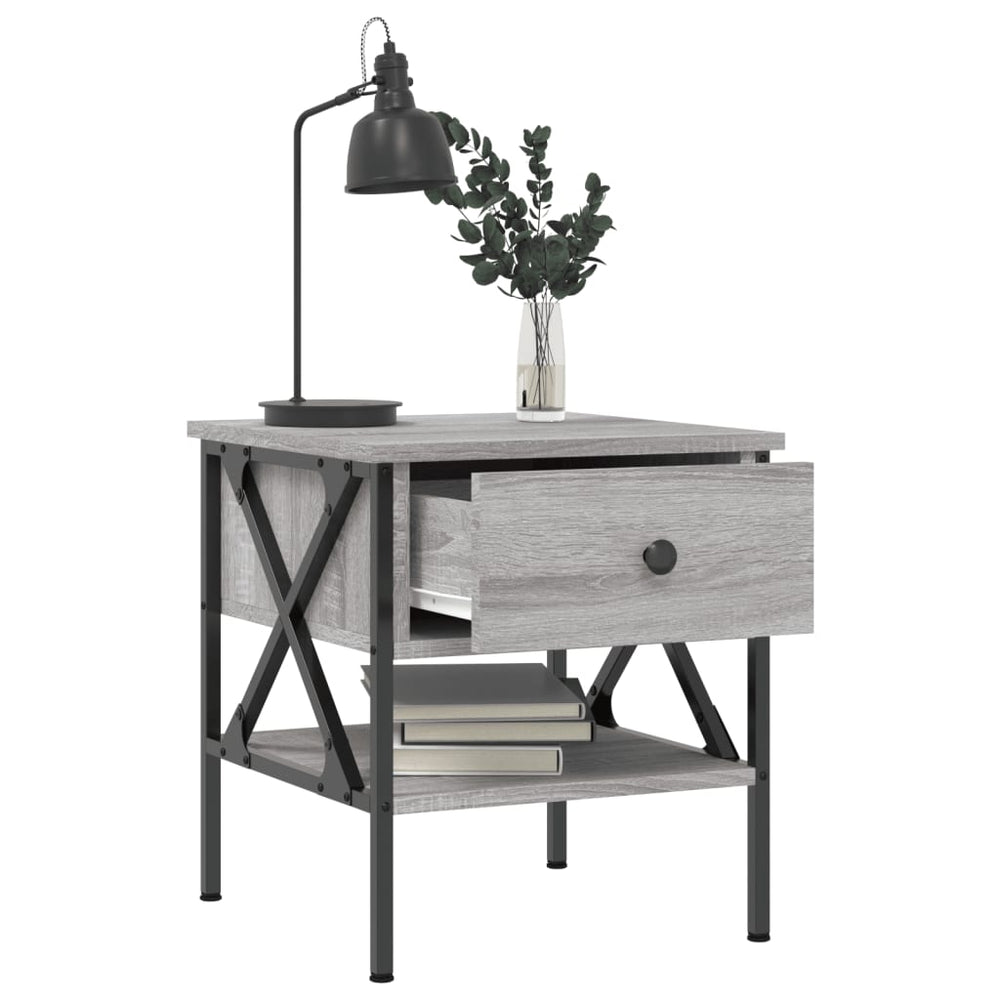 Nachtkastjes 2 st 40x42x45 cm bewerkt hout grijs sonoma eiken MeubelReus