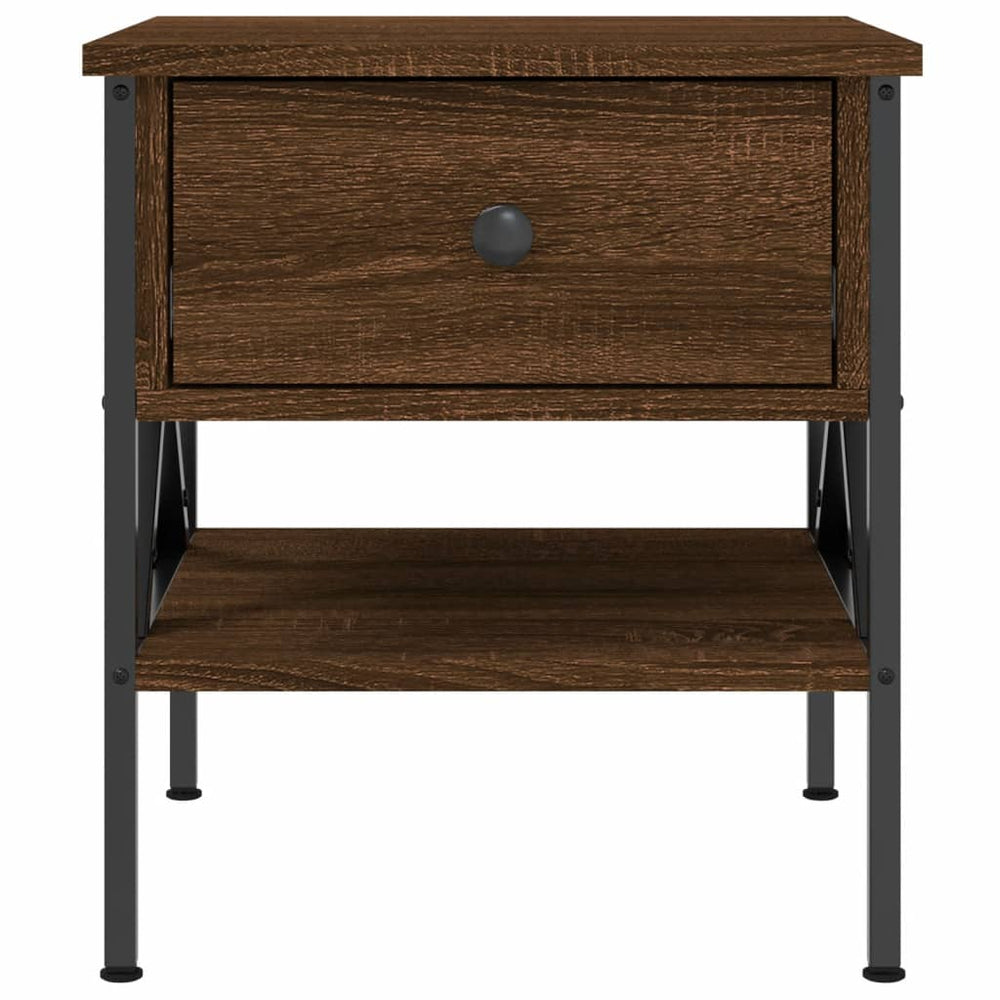 Nachtkastje 40x42x45 cm bewerkt hout bruin eikenkleur MeubelReus