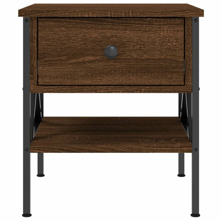 Nachtkastje 40x42x45 cm bewerkt hout bruin eikenkleur MeubelReus