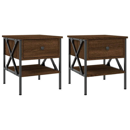Nachtkastjes 2 st 40x42x45 cm bewerkt hout bruin eikenkleur MeubelReus