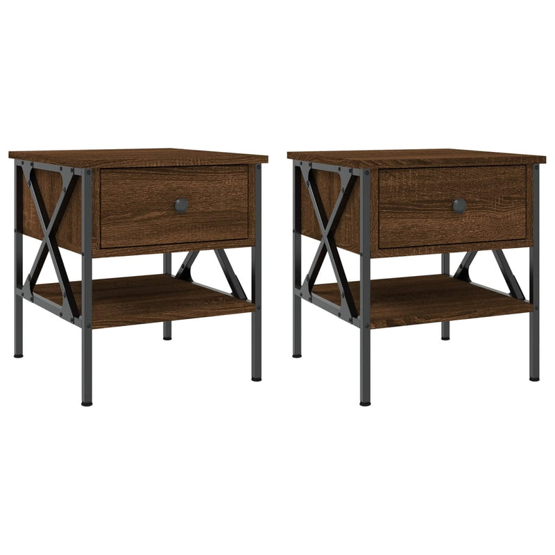 Nachtkastjes 2 st 40x42x45 cm bewerkt hout bruin eikenkleur MeubelReus