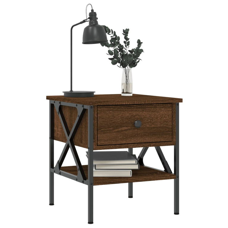 Nachtkastjes 2 st 40x42x45 cm bewerkt hout bruin eikenkleur MeubelReus