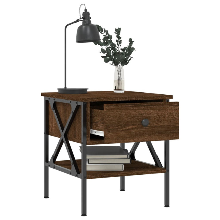 Nachtkastjes 2 st 40x42x45 cm bewerkt hout bruin eikenkleur MeubelReus