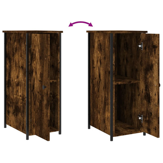 Nachtkastje 32x42x80 cm bewerkt hout gerookt eikenkleurig MeubelReus