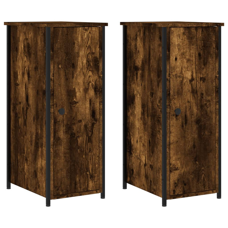 Nachtkastjes 2 st 32x42x80 cm bewerkt hout gerookt eikenkleurig MeubelReus