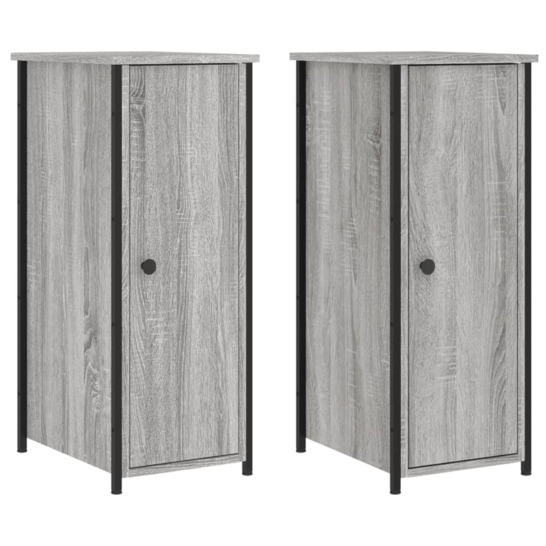 Nachtkastjes 2 st 32x42x80 cm bewerkt hout grijs sonoma eiken MeubelReus