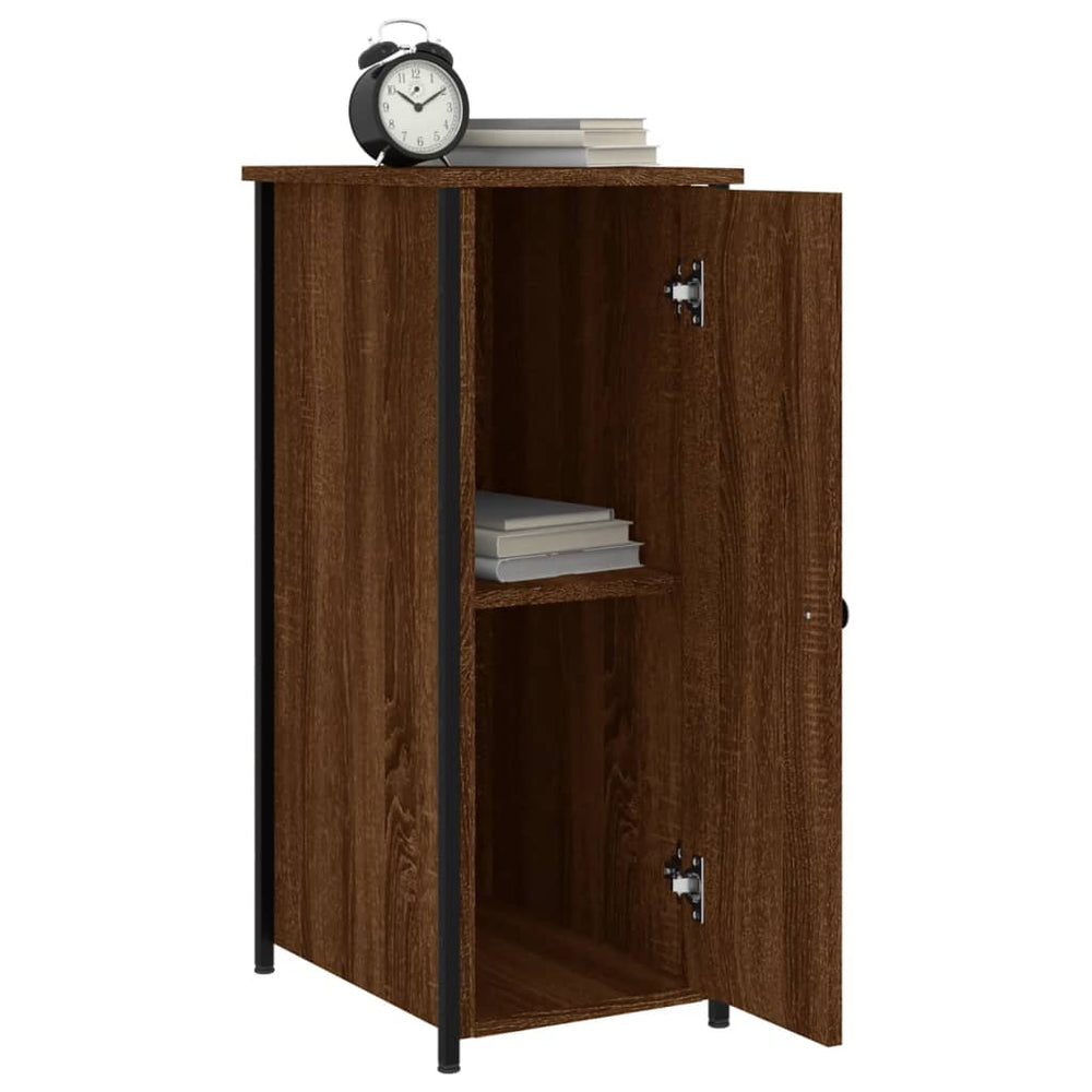 Nachtkastje 32x42x80 cm bewerkt hout bruin eikenkleur MeubelReus