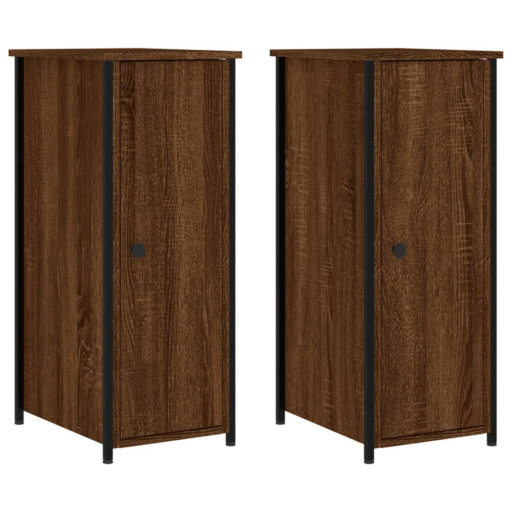 Nachtkastjes 2 st 32x42x80 cm bewerkt hout bruin eikenkleur MeubelReus