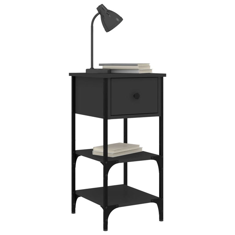 Nachtkastjes 2 st 34x36x70 cm bewerkt hout zwart MeubelReus