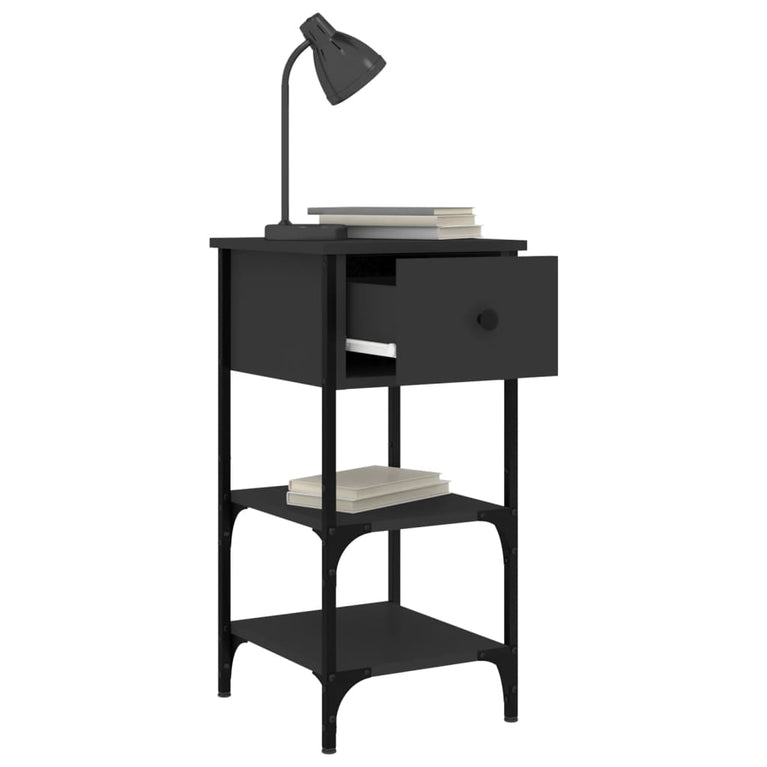 Nachtkastjes 2 st 34x36x70 cm bewerkt hout zwart MeubelReus