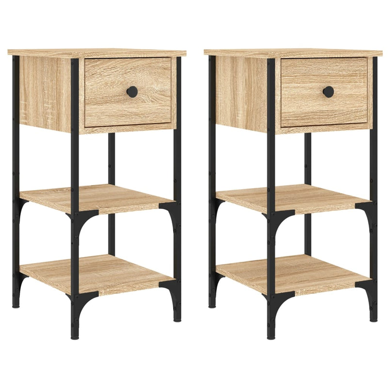 Nachtkastjes 2 st 34x36x70 cm bewerkt hout sonoma eikenkleurig MeubelReus