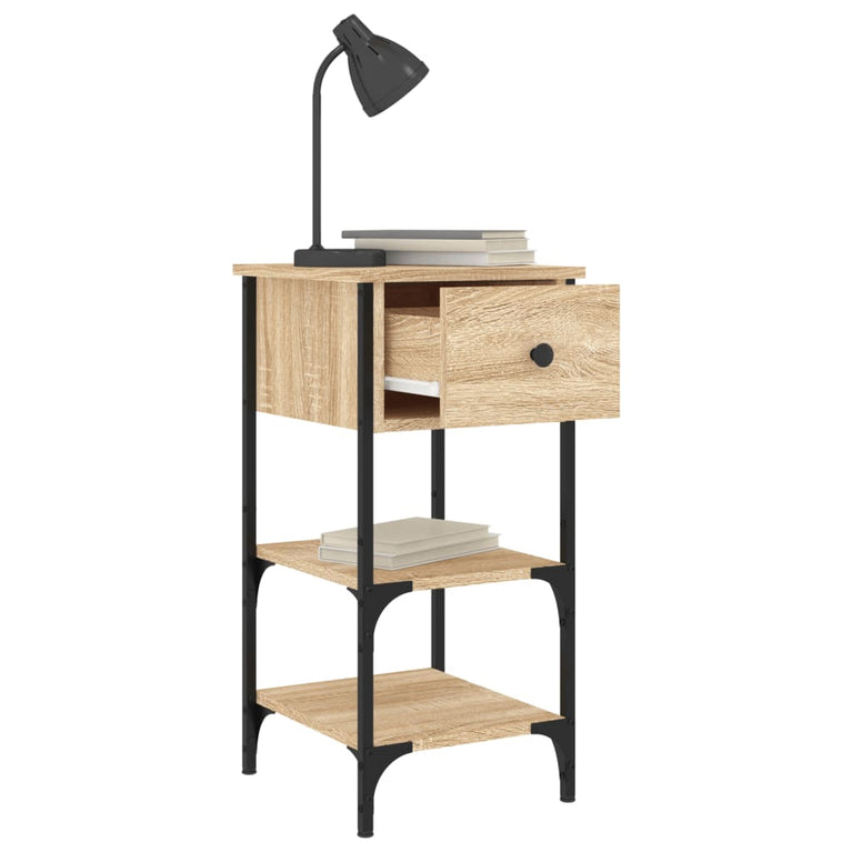 Nachtkastjes 2 st 34x36x70 cm bewerkt hout sonoma eikenkleurig MeubelReus
