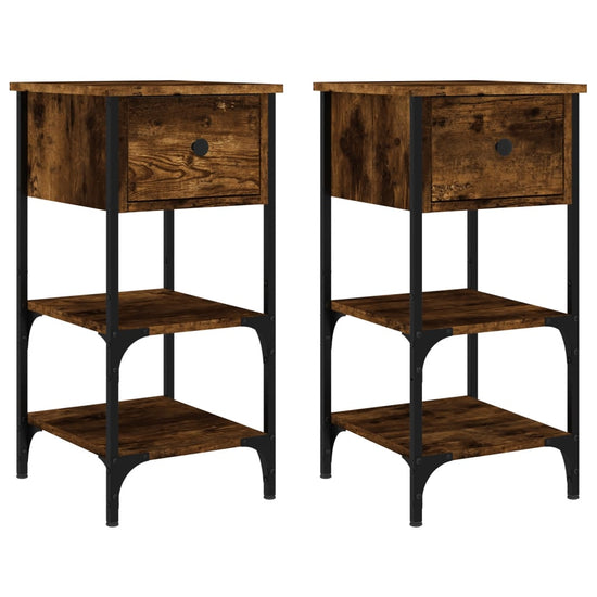 Nachtkastjes 2 st 34x36x70 cm bewerkt hout gerookt eikenkleurig MeubelReus