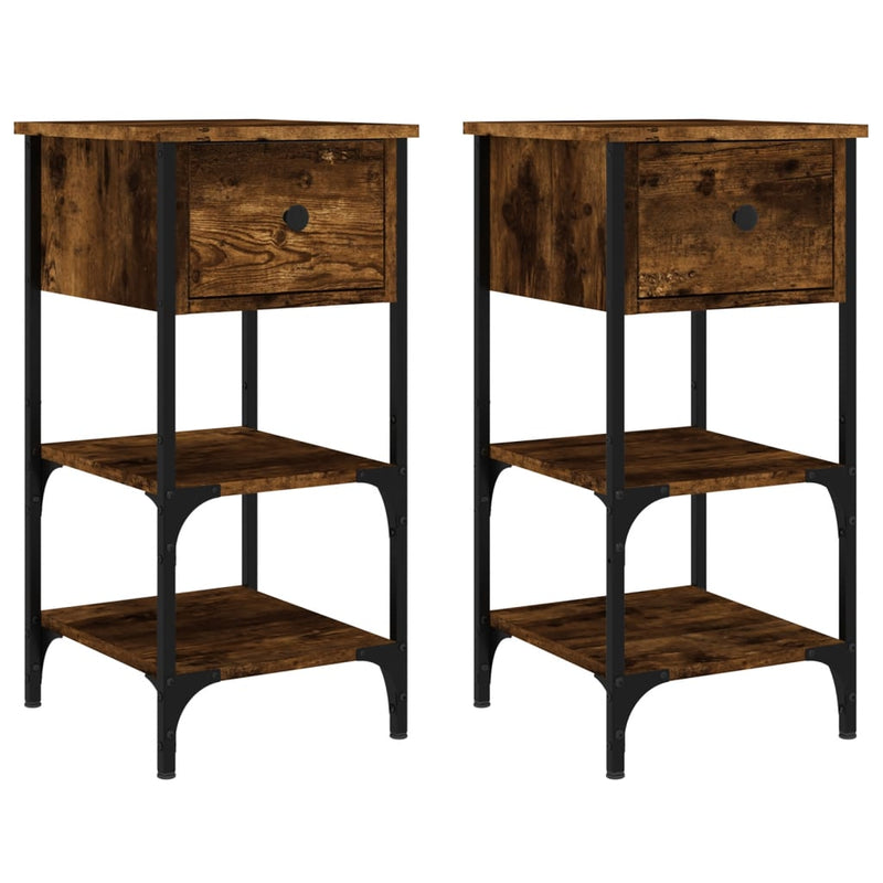 Nachtkastjes 2 st 34x36x70 cm bewerkt hout gerookt eikenkleurig MeubelReus