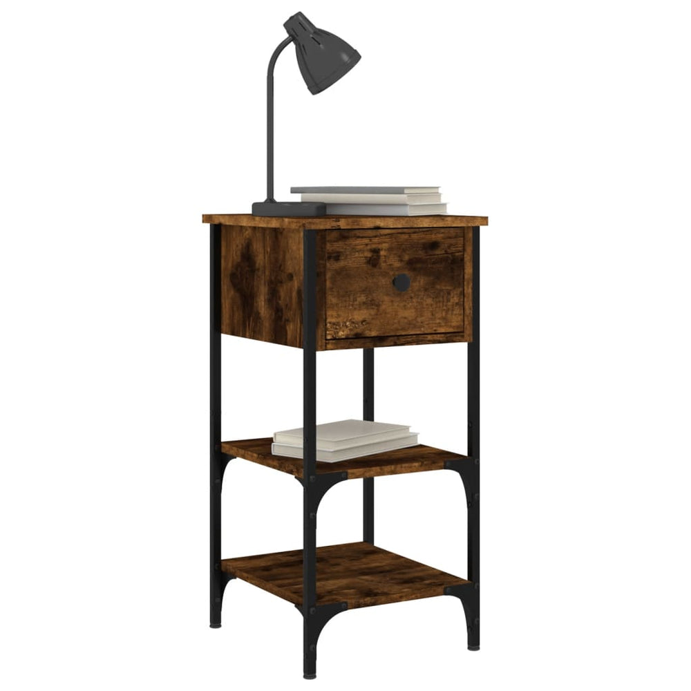 Nachtkastjes 2 st 34x36x70 cm bewerkt hout gerookt eikenkleurig MeubelReus