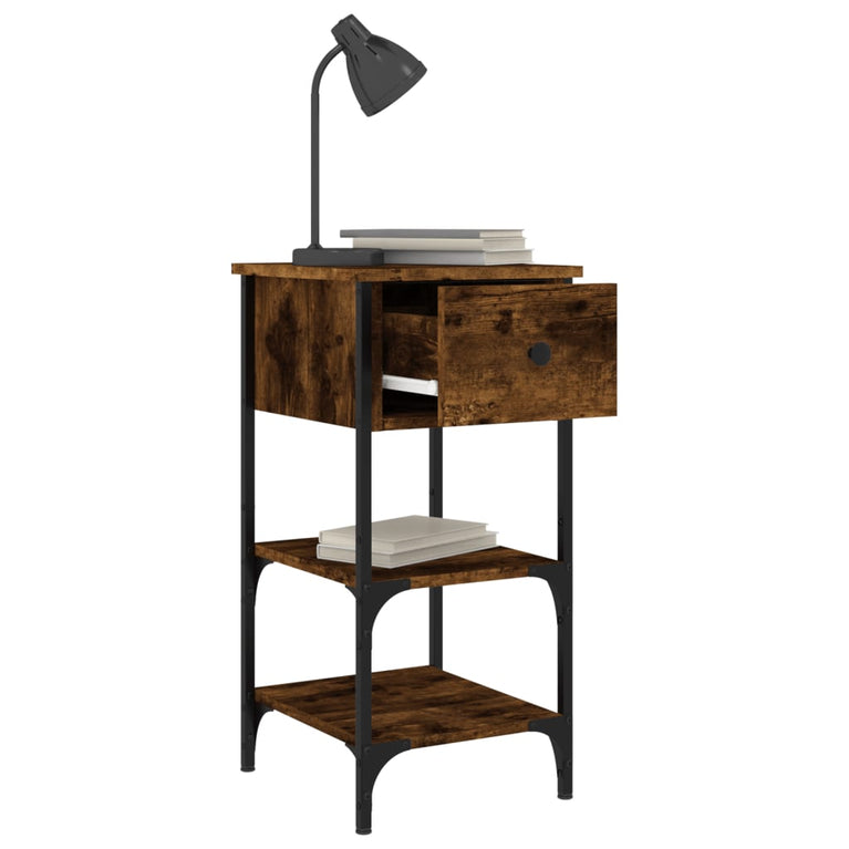 Nachtkastjes 2 st 34x36x70 cm bewerkt hout gerookt eikenkleurig MeubelReus