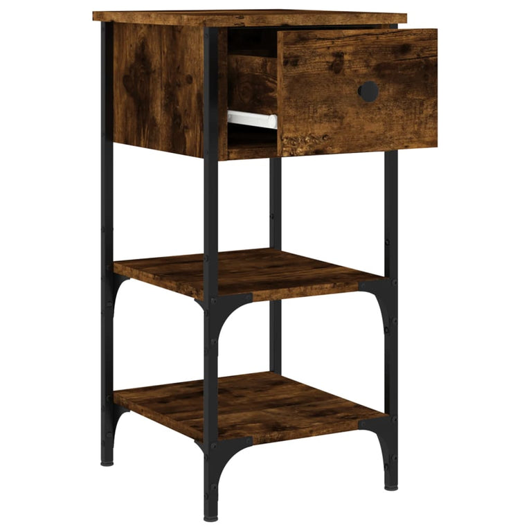 Nachtkastjes 2 st 34x36x70 cm bewerkt hout gerookt eikenkleurig MeubelReus