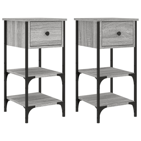 Nachtkastjes 2 st 34x36x70 cm bewerkt hout grijs sonoma eiken MeubelReus