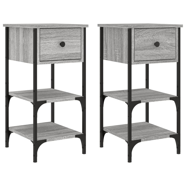 Nachtkastjes 2 st 34x36x70 cm bewerkt hout grijs sonoma eiken MeubelReus