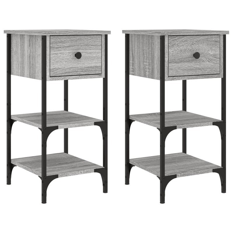 Nachtkastjes 2 st 34x36x70 cm bewerkt hout grijs sonoma eiken MeubelReus