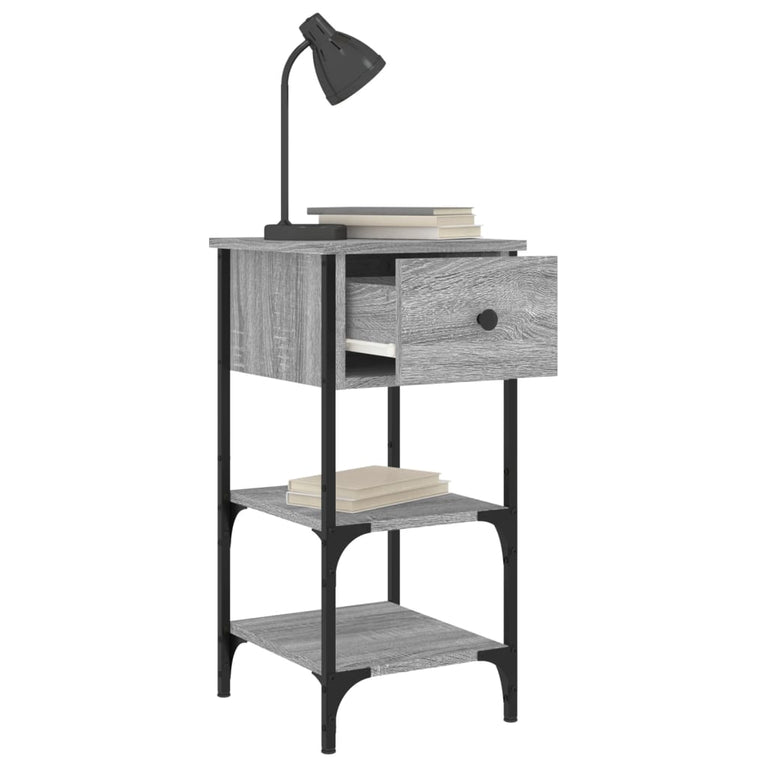 Nachtkastjes 2 st 34x36x70 cm bewerkt hout grijs sonoma eiken MeubelReus