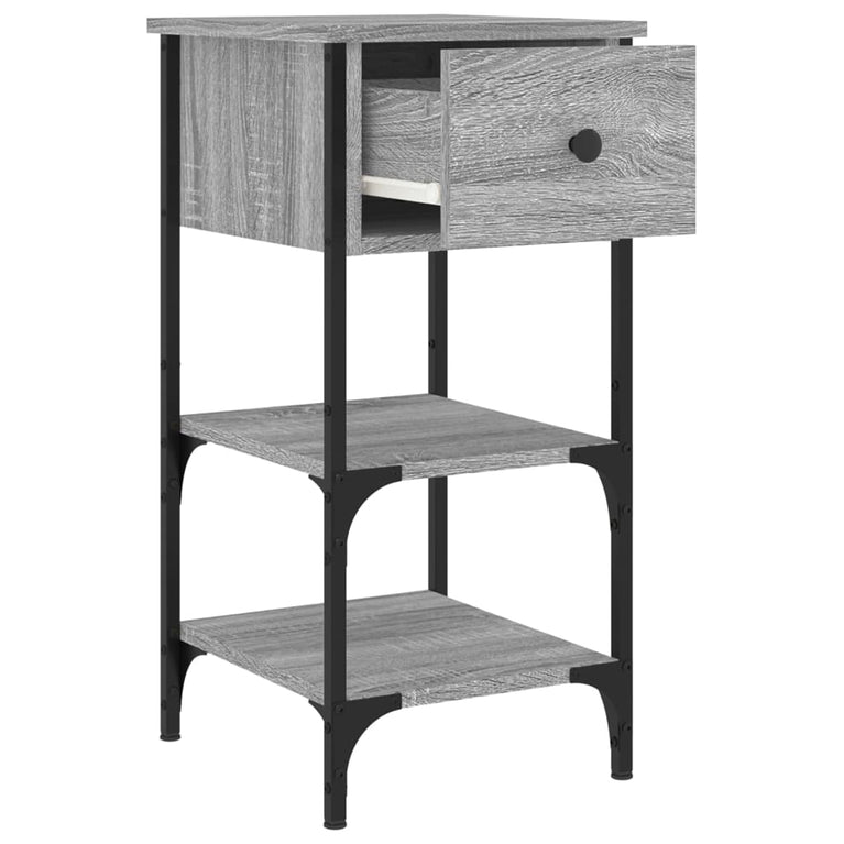 Nachtkastjes 2 st 34x36x70 cm bewerkt hout grijs sonoma eiken MeubelReus
