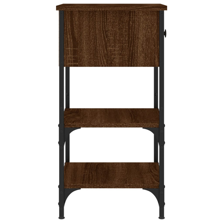 Nachtkastje 34x36x70 cm bewerkt hout bruin eikenkleur MeubelReus
