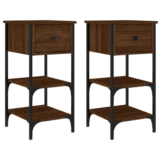 Nachtkastjes 2 st 34x36x70 cm bewerkt hout bruin eikenkleur MeubelReus