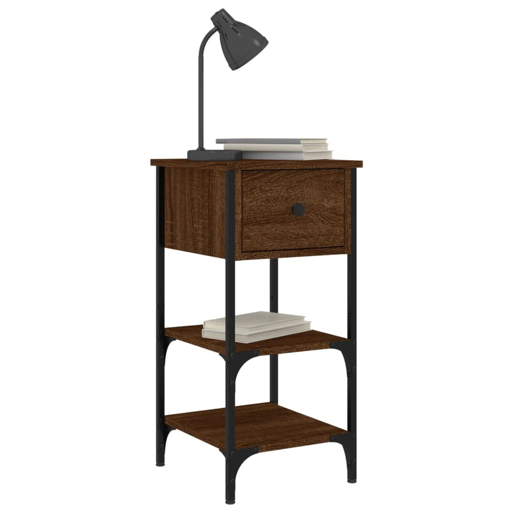 Nachtkastjes 2 st 34x36x70 cm bewerkt hout bruin eikenkleur MeubelReus