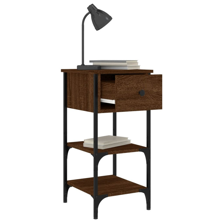 Nachtkastjes 2 st 34x36x70 cm bewerkt hout bruin eikenkleur MeubelReus