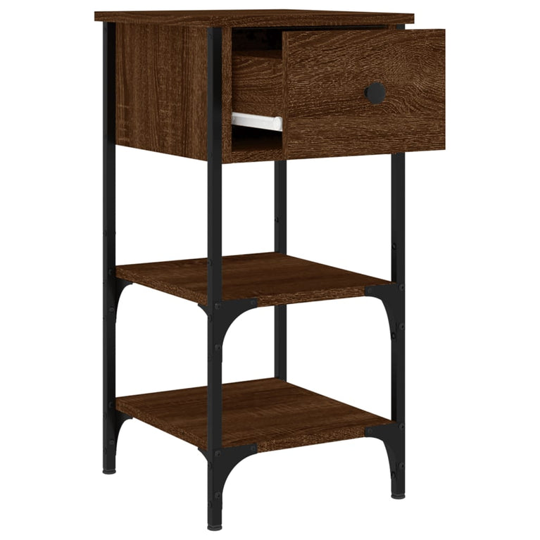 Nachtkastjes 2 st 34x36x70 cm bewerkt hout bruin eikenkleur MeubelReus